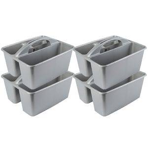 Set van 4x stuks grijze opbergbox/opbergdoos mand met handvat 6 liter kunststof