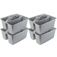 Set van 4x stuks grijze opbergbox/opbergdoos mand met handvat 6 liter kunststof