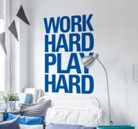 Muursticker tekst work hard play hard Muursticker tekst work hard play hard