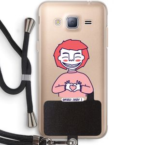 Hartje: Samsung Galaxy J3 (2016) Transparant Hoesje met koord