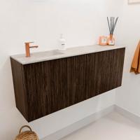 Toiletmeubel Mondiaz Joya Dlux | 100 cm | Meubelkleur Walnut | Faye wastafel Ostra Wasbak Links | 1 kraangat