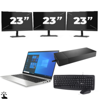 HP EliteBook x360 1040 G8 - Intel Core i7-11e Generatie - 14 inch - Touch - 16GB RAM - 256GB SSD - Windows 11 + 3x 23 inch Monitor