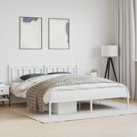 Bedframe met hoofdbord metaal wit 180x200 cm - thumbnail