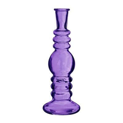 Bloemenvaas Florence - voor kleine stelen/boeketten - paars glas - helder - D8,5 x H23 cm