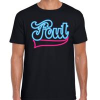 Verkleed T-shirt heren - FOUT - zwart/neon blauw - thema fout/goud/stout Verkleed T-shirt heren - FOUT - zwart/neon blauw - thema fout/goud/stout