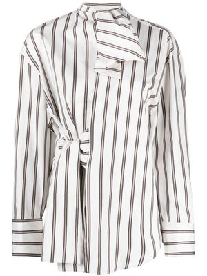 MSGM chemise rayée à détail de nœud - Tons neutres