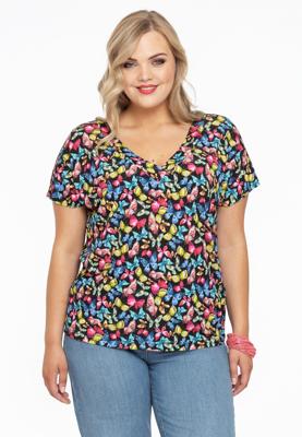 Yoek Shirt met dubbele V-hals | Zwart | Maat 58/60
