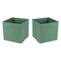 Opbergmand/kastmand Square Box - 2x - karton/kunststof - 29 liter - groen - 31 x 31 x 31 cm
