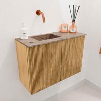 Toiletmeubel Mondiaz Joya Dlux | 60 cm | Meubelkleur Oak | Faye wastafel Arena Wasbak Links | Zonder kraangat(en)