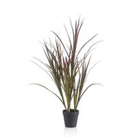 Kantoor kunstplant hoog gras groen in zwarte ronde pot 90 cm - thumbnail