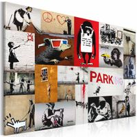 Schilderij - Banksy - Collage , multikleur , wanddecoratie , premium print op canvas