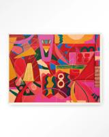 Urban Cotton Wandkleed 'Una Noche De Jazz' 80 x 110cm in Floating Frame - off white