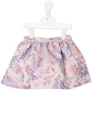Hucklebones London jupe froncée à fleurs en jacquard - Rose