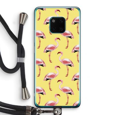 Flamingo's geel: Huawei Mate 20 Pro Transparant Hoesje met koord