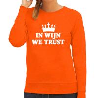 Koningsdag verkleed sweater dames - in wijn we trust! - oranje
