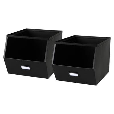 Urban Living Stapelbare opbergmand - 2x - Open Metal Box - 23 x 32 x 21 cm - metaal - zwart