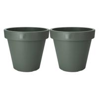 Pro Garden Plantenpot/bloempot - 2x - Tuin buiten - kunststof - donkergroen - D40 cm