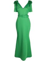 Badgley Mischka robe à appliqués fleur - Vert