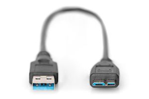 Digitus USB-kabel USB 3.2 Gen1 (USB 3.0 / USB 3.1 Gen1) USB-A stekker, USB-micro-B 3.0 stekker 0.25 m Zwart AK-11234