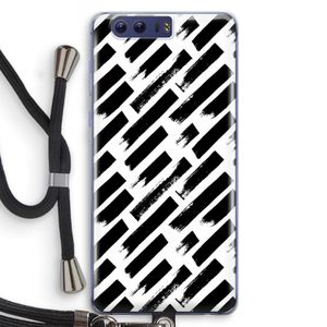 Zwarte vegen: Honor 9 Transparant Hoesje met koord