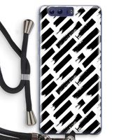 Zwarte vegen: Honor 9 Transparant Hoesje met koord