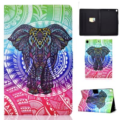 Voor iPad 10 2 inch gekleurde tekening horizontale Flip lederen draagtas met houder & kaartsleuven & slaap/Wake-up functie (olifant)