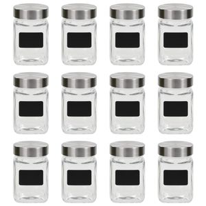 VidaXL Opbergpotten met stickers 12 st 300 ml