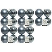20x Kunststof kerstballen glanzend/mat grijsblauw 10 cm kerstboom versiering/decoratie - Kerstbal - thumbnail