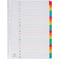 Pergamy tabbladen met indexblad, ft A4, 11-gaatsperforatie, geassorteerde kleuren, A-Z 20 met tabs