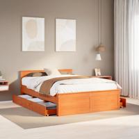 Bedframe zonder matras met hoofdbord hout wasbruin 150x200 cm