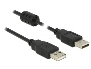 Delock USB-kabel USB 2.0 USB-A stekker, USB-A stekker 5.00 m Zwart Met Ferrietkern 84893