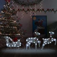VidaXL Kerstdecoratie rendieren en slee 60 led&apos;s zilverkleurig