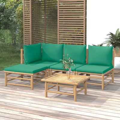 5-delige Loungeset met kussens bamboe groen