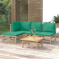 5-delige Loungeset met kussens bamboe groen