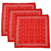 Matroos/kapitein/piraten zakdoek - 3x - rood - met ankers patroon - 55 x 55 cm - thumbnail