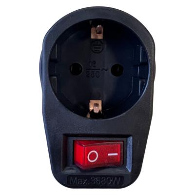 Benson Stopcontact adapter - zwart - met randaarde en schakelaar