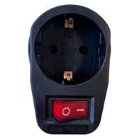 Benson Stopcontact adapter - zwart - met randaarde en schakelaar
