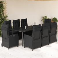 9-delige Tuinset poly rattan zwart