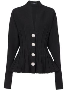 Balmain cardigan nervuré à plis - Noir