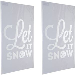 2x Kerst raamsjablonen/raamdecoratie Let it snow tekst 54 cm