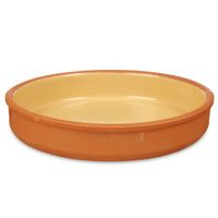 Tapas/hapjes serveren/oven schaal terracotta/geel 23 x 4 cm