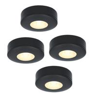 Set van 4 Pavo - Platte LED opbouwspots 23mm - 3W 300lm - 2700K - Dimbaar - Rond - IP44 - Zwart