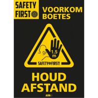 Deursticker A4 Djois "Houd afstand" 200 x 300 mm geel 2 stuks