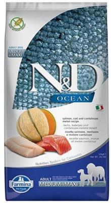 FARMINA N&D Ocean Dog Salmon, Cod, Cantaloupe, Melon Adult Medium&Maxi - droog hondenvoer - 12 kg