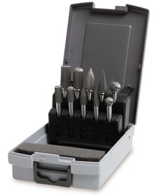 Beta 10-delige set conische frezen, vervaardigd uit hard metaal, kruissnede HM4 426MD/SP10 - 004260510