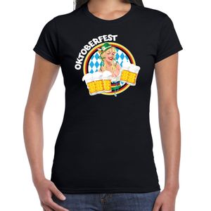 Oktoberfest verkleed t-shirt voor dames - Duitsland/duits bierfeest kostuum/kleding - zwart