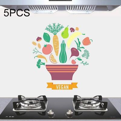 5 stuks fruit plantaardige patroon huishoudelijke keuken zelfklevende hoge temperatuur weerstand oliebestendig muur stickers grootte: 60x90cm
