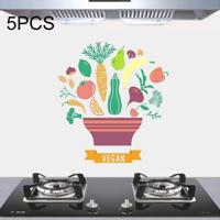 5 stuks fruit plantaardige patroon huishoudelijke keuken zelfklevende hoge temperatuur weerstand oliebestendig muur stickers grootte: 60x90cm