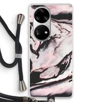 Roze stroom: Huawei P50 Pro Transparant Hoesje met koord