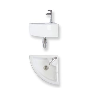 Fonteinset Essential hoek keramiek 32x32x13 cm wit glans